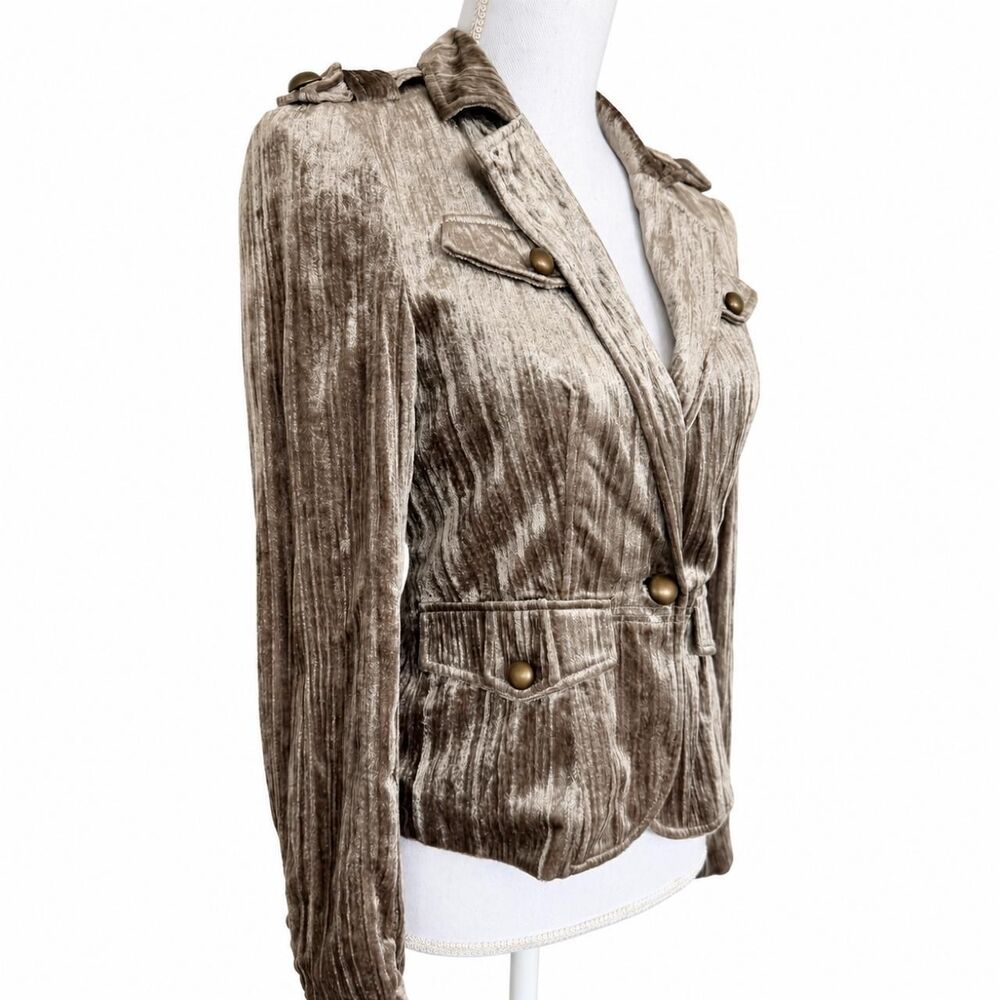 VTG Y2K True Meaning Sage Crushed Velvet Blazer Jacket XS - Picture 3 of 8